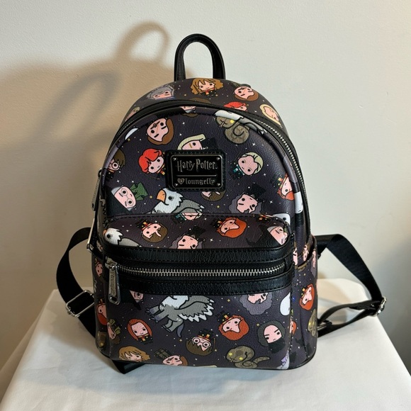 LOUNGEFLY Mini Backpack Harry Potter All Characters Adjustable Straps Zipper - Picture 8 of 15